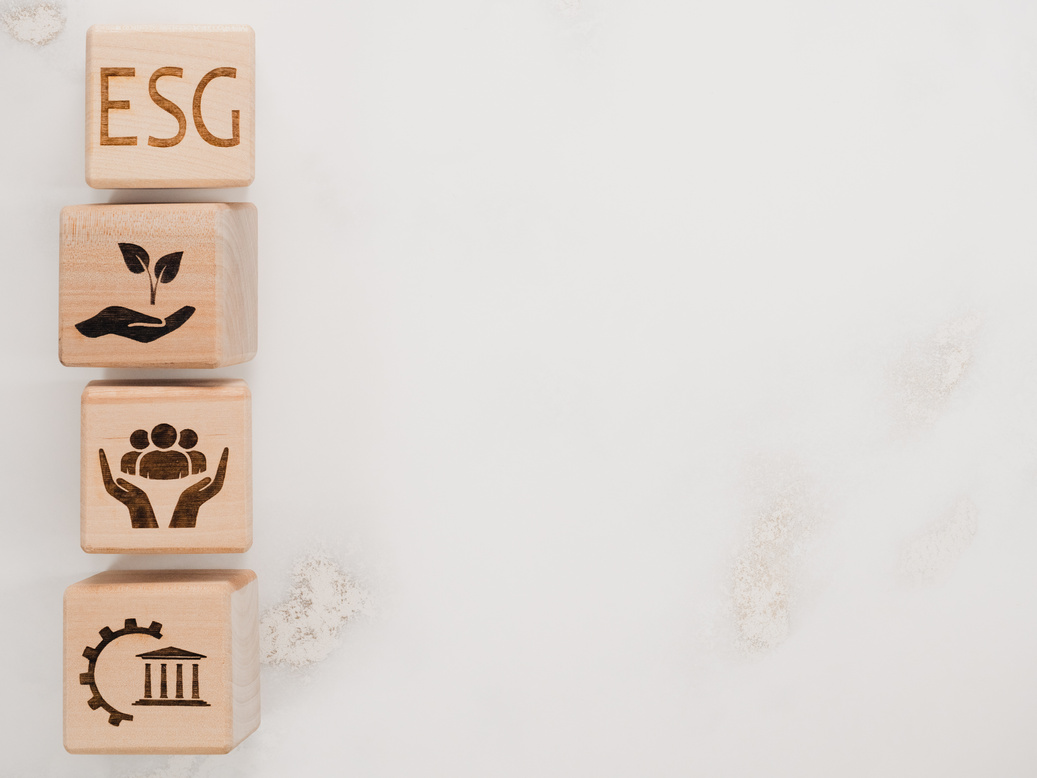 ESG criteria symbols on wood blocks as a concept of the environmental conservation